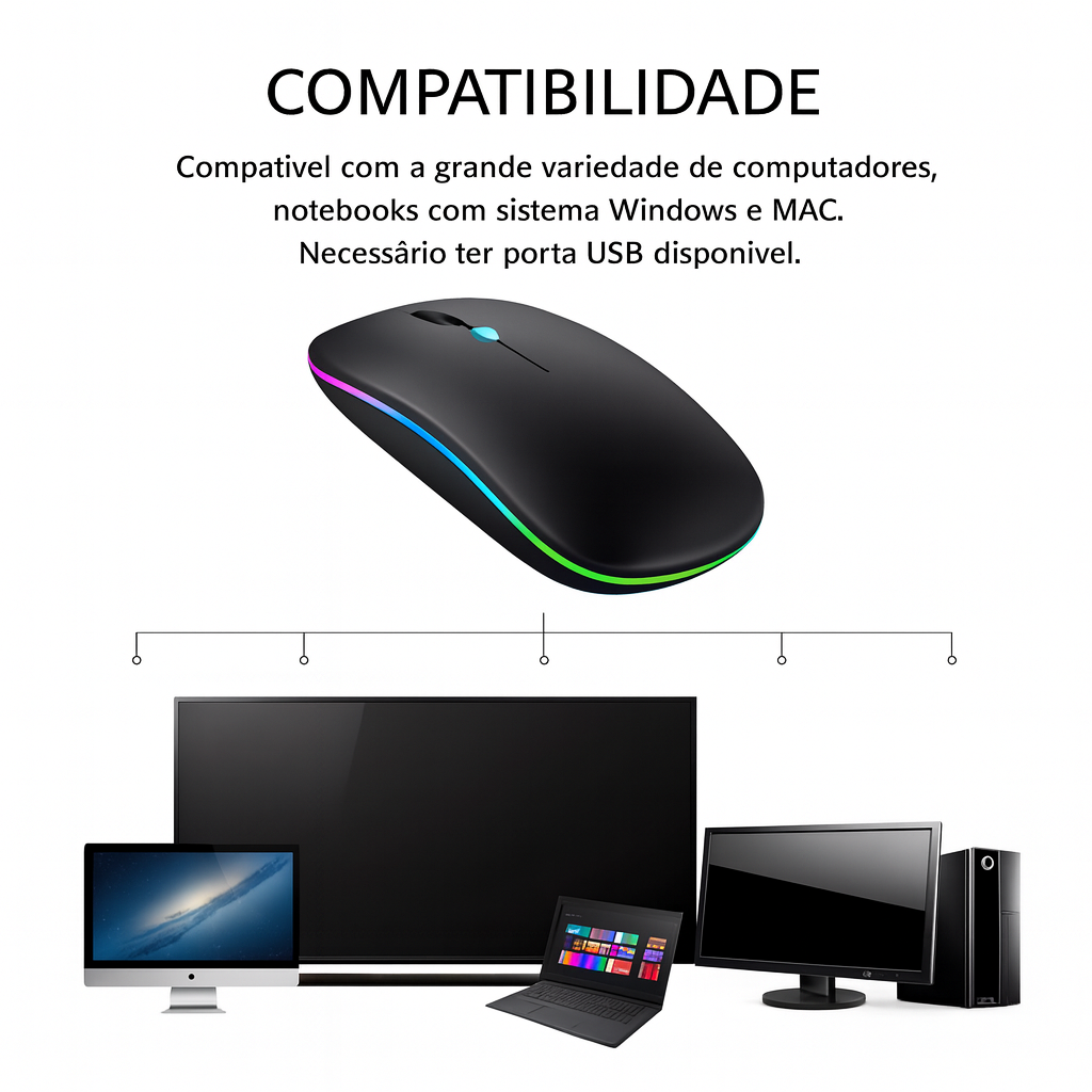 MOUSE SEM FIO RECARREGÁVEL